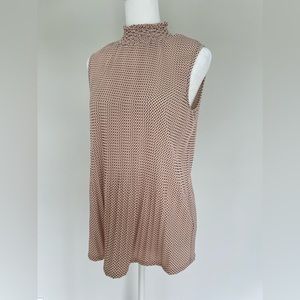 Adrianna Papell Women’s Small Smocked Mock Neck Sleeveless Top Office Work